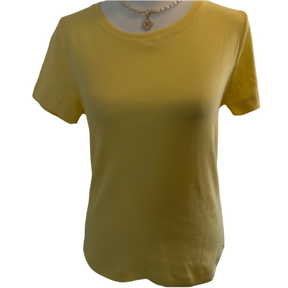 NEW WITH TAG CUBUS L ESSENCE RIB T-SHIRT SIZE MEDIUM YELLOW SHORT SLEEVES